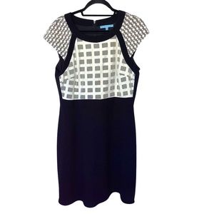 Antonio Melani Black & Off White  A-Line Cap Sleeve Dress Size 14